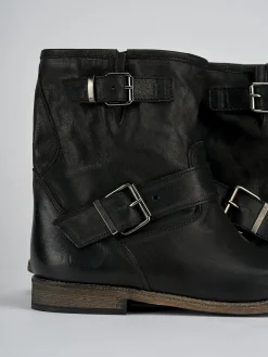 Stivaletti tacco 1cm pelle nero