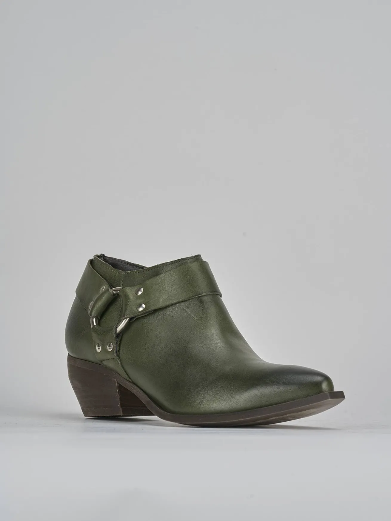 Stivaletti tacco 4cm pelle verde