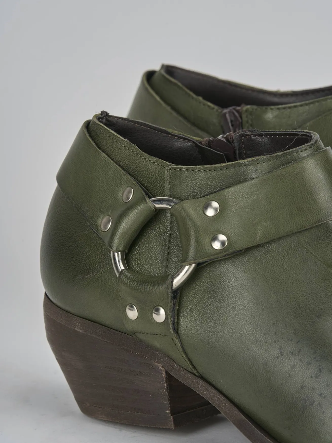 Stivaletti tacco 4cm pelle verde