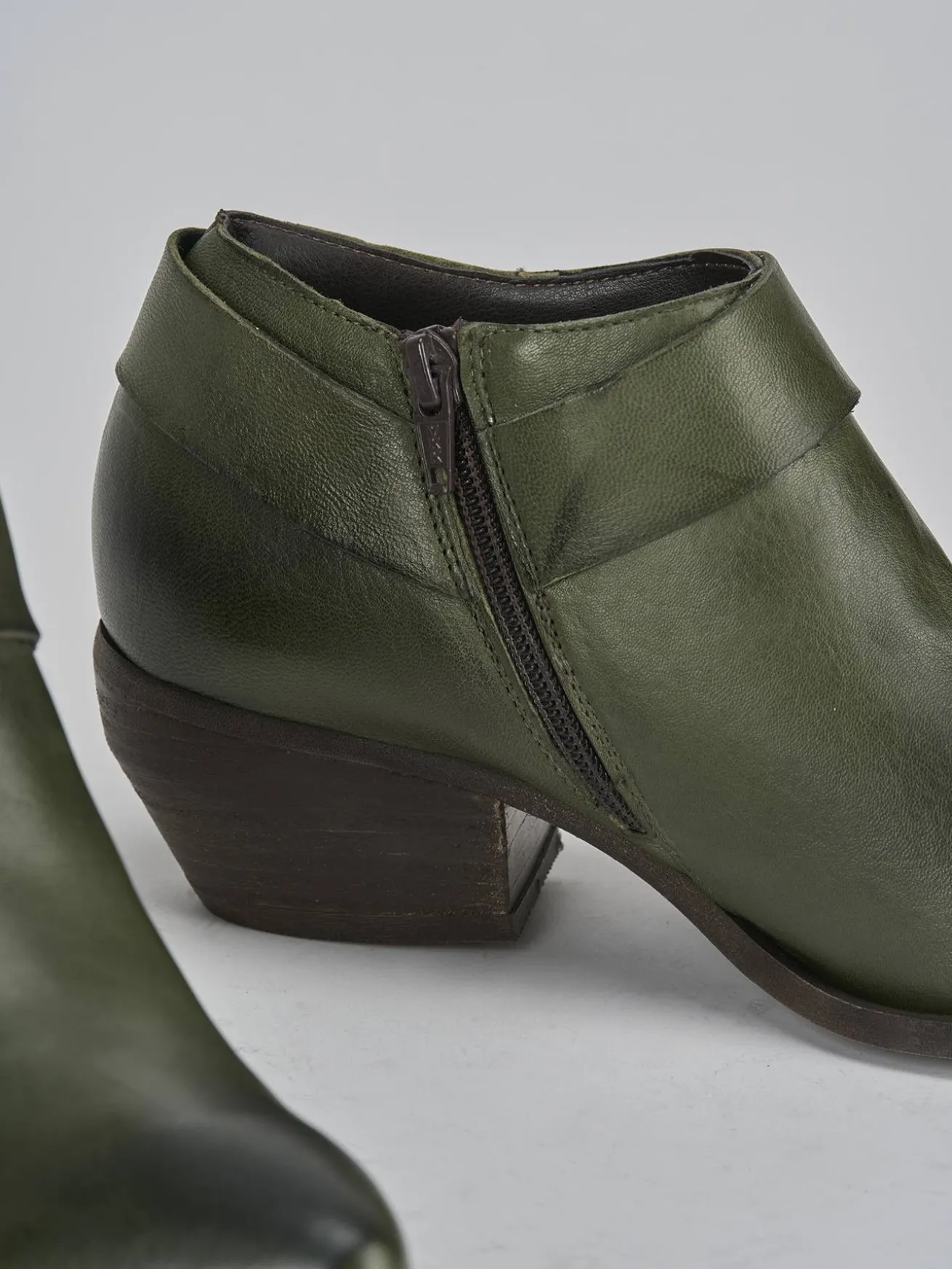 Stivaletti tacco 4cm pelle verde