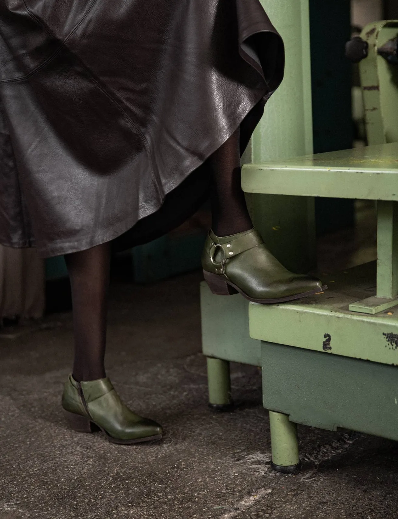 Stivaletti tacco 4cm pelle verde