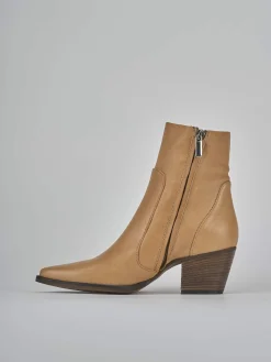 Stivaletti tacco 7cm pelle marrone