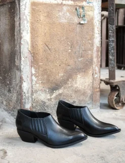 Stivaletti tacco 5cm pelle nero