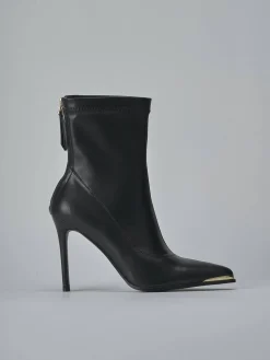 Stivaletti tacco 10cm pelle sostenibile nero