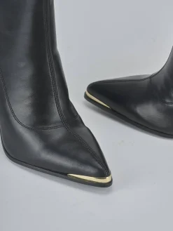 Stivaletti tacco 10cm pelle sostenibile nero