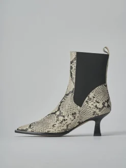 Stivaletti tacco 5cm pitone beige