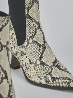 Stivaletti tacco 5cm pitone beige