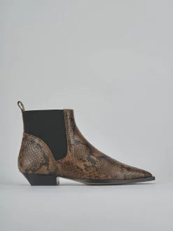Stivaletti tacco 2cm pitone marrone