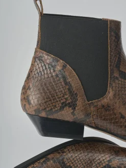 Stivaletti tacco 2cm pitone marrone