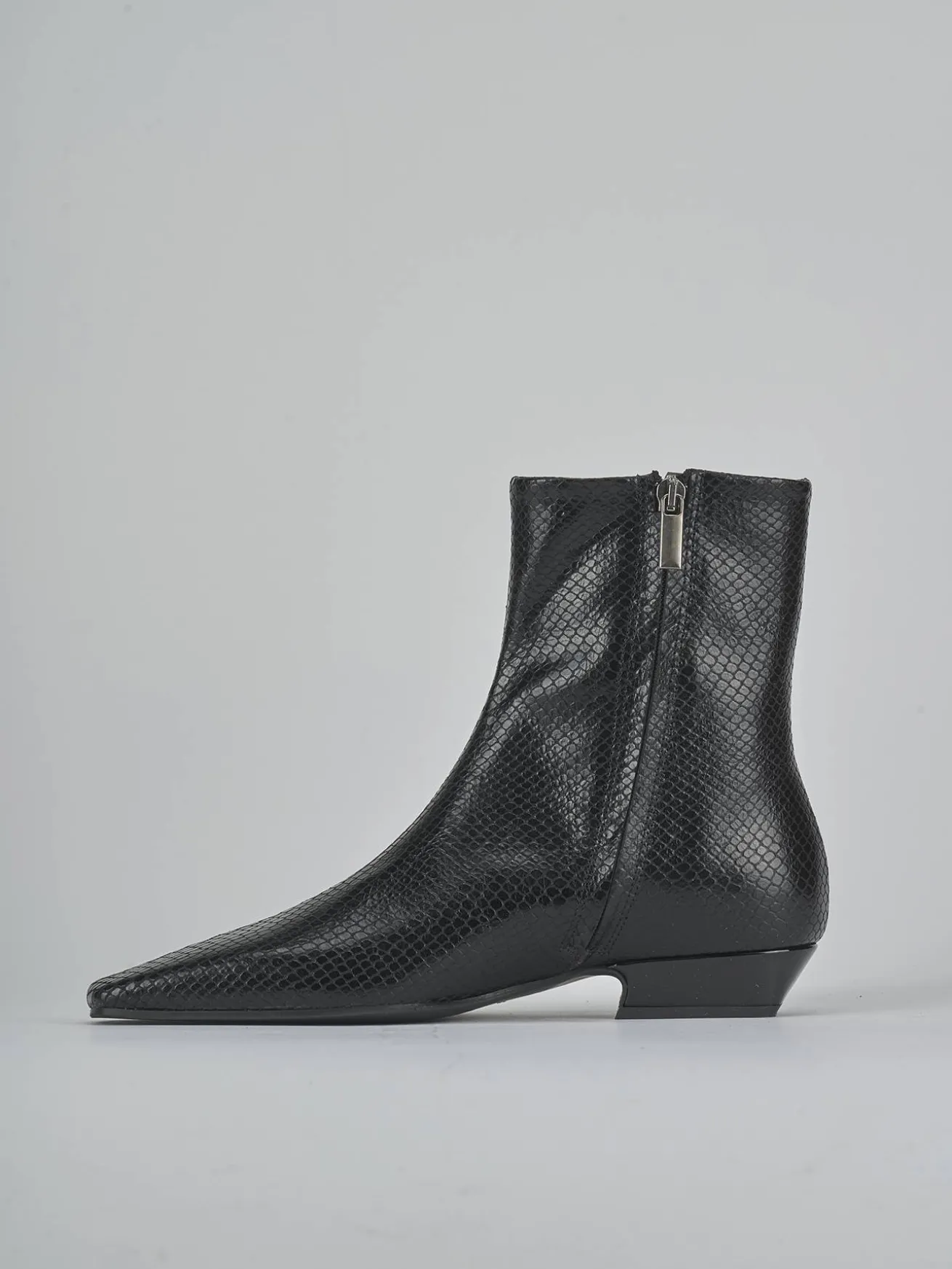 Stivaletti tacco 3cm pitone nero