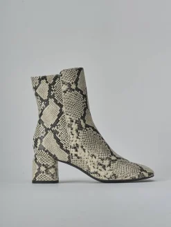 Stivaletti tacco 6cm pitone beige