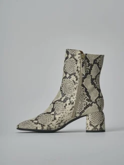 Stivaletti tacco 6cm pitone beige
