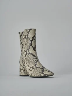 Stivaletti tacco 6cm pitone beige