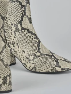 Stivaletti tacco 6cm pitone beige