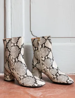 Stivaletti tacco 6cm pitone beige