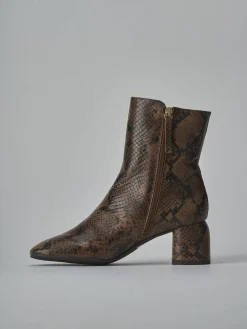 Stivaletti tacco 6cm pitone marrone