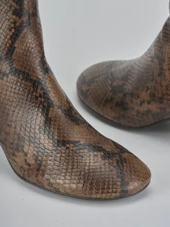 Stivaletti tacco 6cm pitone marrone