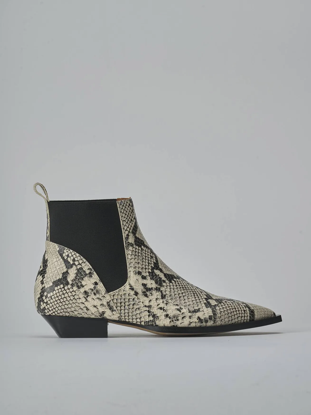 Stivaletti tacco 2cm pitone beige