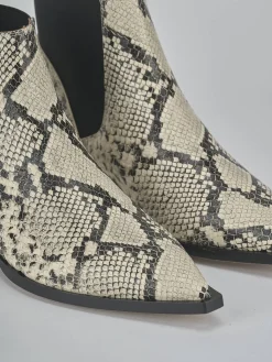 Stivaletti tacco 2cm pitone beige