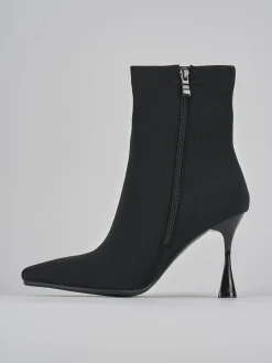 Stivaletti tacco 7cm tessuto nero