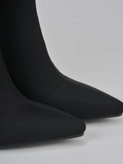 Stivaletti tacco 7cm tessuto nero