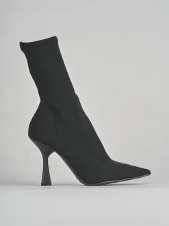 Stivaletti tacco 9cm tessuto nero