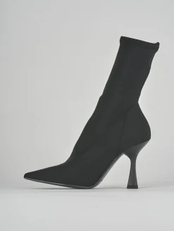 Stivaletti tacco 9cm tessuto nero