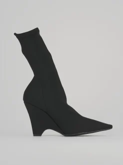 Stivaletti tacco 9cm tessuto nero