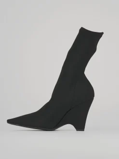 Stivaletti tacco 9cm tessuto nero