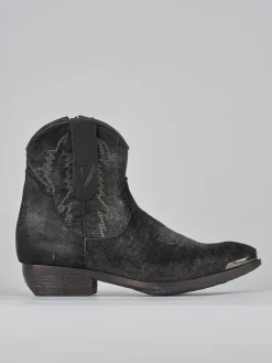 Stivaletti tacco 2cm velluto nero