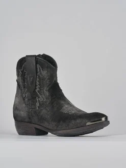 Stivaletti tacco 2cm velluto nero