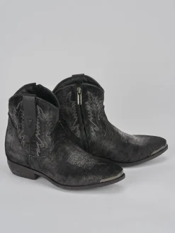 Stivaletti tacco 2cm velluto nero