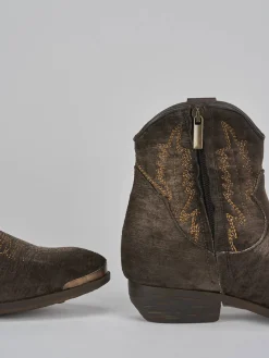 Stivaletti tacco 2cm velluto testa