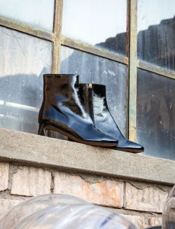 Stivaletti tacco 5cm vernice nero