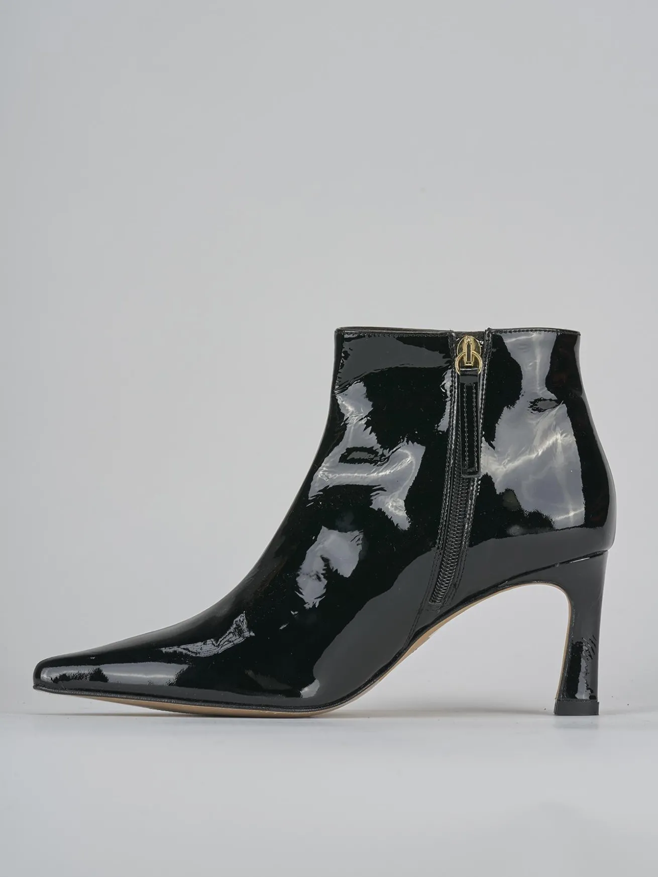 Stivaletti tacco 7cm vernice nero