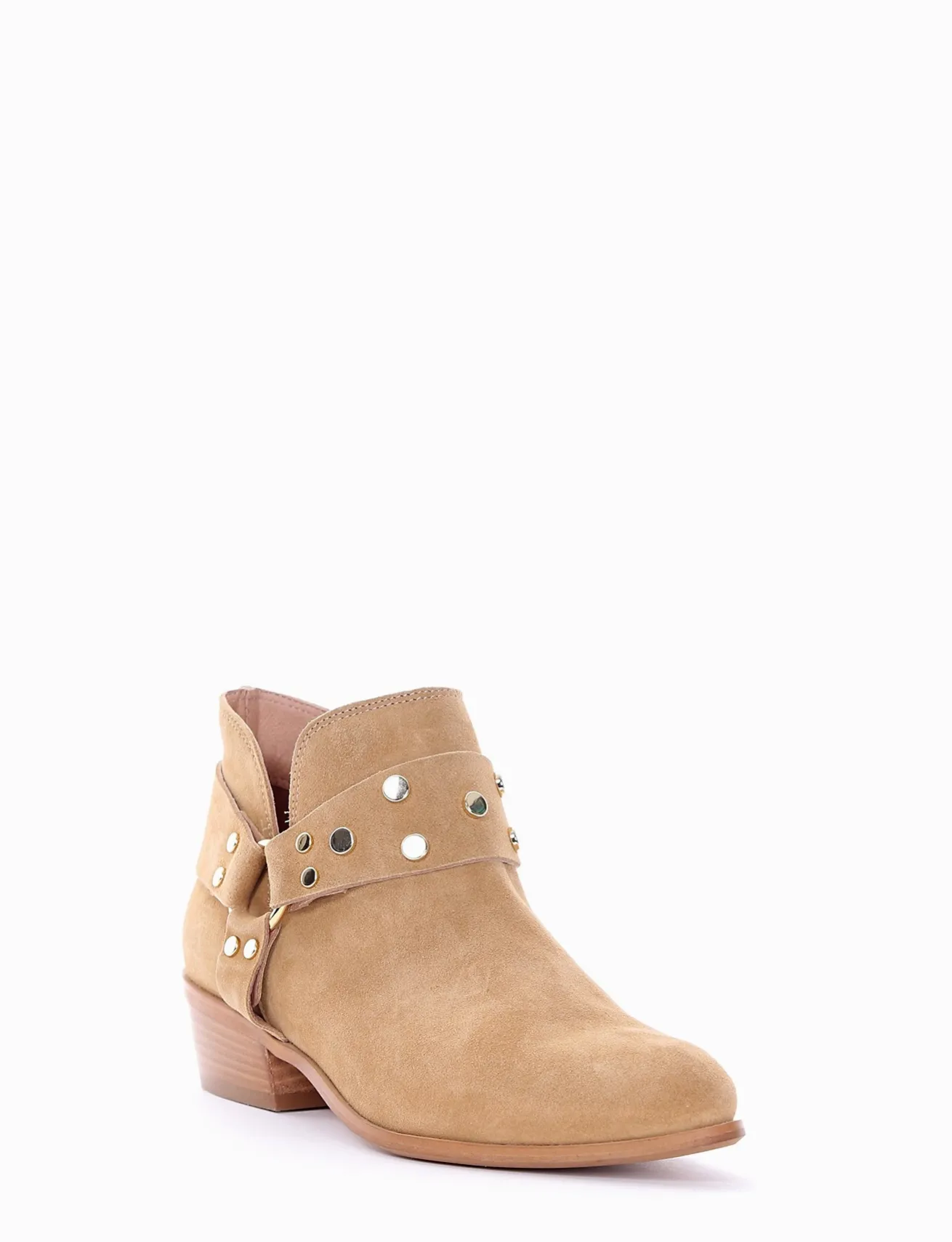 stivaletto stile texano tacco 3 cm cuoio