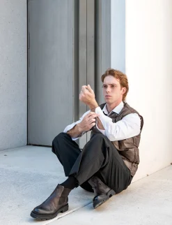 Stivaletto tacco 2 cm testa pelle