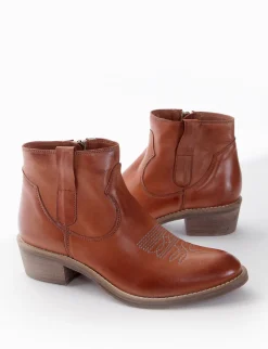 stivaletto texano tacco 3 cm cuoio