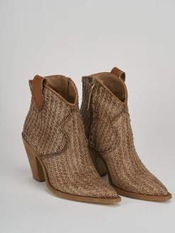 Stivaletto texano tacco 7 cm marrone pelle