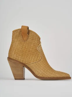 Stivaletto texano tacco 7 cm beige pelle