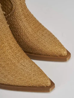 Stivaletto texano tacco 7 cm beige pelle