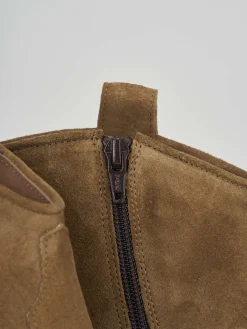 Stivaletto texano tacco 3 cm beige camoscio