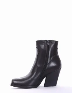 stivaletto texano tacco 7 cm nero