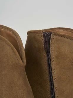 Stivaletto texano tacco 6 cm beige camoscio