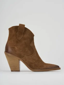 Stivaletto texano tacco 7 cm marrone camoscio