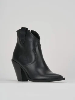 Stivaletto texano tacco 7 cm nero pelle
