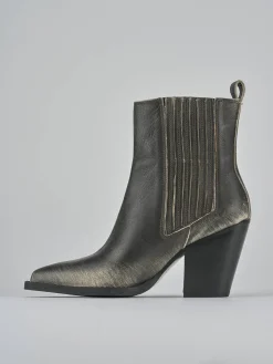 Stivaletto texano tacco 9 cm avorio pelle