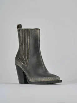 Stivaletto texano tacco 9 cm avorio pelle