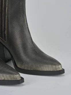 Stivaletto texano tacco 9 cm avorio pelle