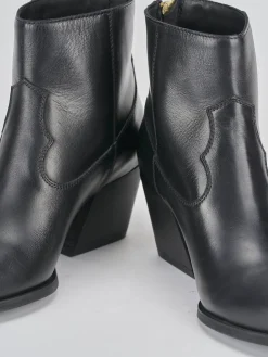 Stivaletto texano tacco 6 cm nero pelle